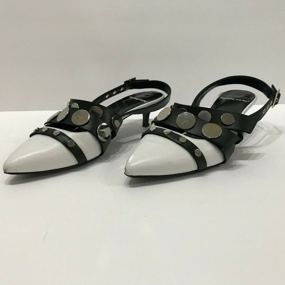 Pierre Hardy Black White Leather Slingback Kitten - Picture 4 of 8